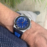  Shop Authentic Versace Chain Reaction Quartz Blue Dial Blue & Black Leather Strap Watch for Men - VEDY00119 - Luxxuri