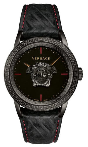  Shop Authentic Versace Palazzo Empire Black Dial Black Leather Strap Watch for Men - VERD00218 - Luxxuri