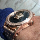  Shop Authentic Versace Palazzo Empire Black Dial Rose Gold Steel Strap Watch for Men - VERD00718 - Luxxuri
