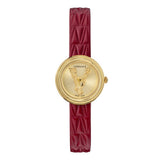  Shop Authentic Versace Virtus Mini Quartz Gold Dial Red Leather Strap Watch For Women - VET300521 - Luxxuri