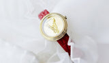  Shop Authentic Versace Virtus Mini Quartz Gold Dial Red Leather Strap Watch For Women - VET300521 - Luxxuri