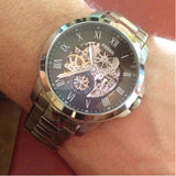  Shop Authentic Fossil Grant Skeleton Black Dial Silver Steel Strap Watch for Men - ME3055 - Luxxuri