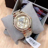  Shop Authentic Guess Viva Diamonds Gold Dial Gold Steel Strap Watch for Women - W0111L2 - Luxxuri