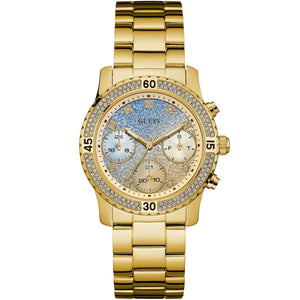  Shop Authentic Guess Confetti Diamonds Gold Dial Gold Steel Strap Watch for Women - W0774L2 - Luxxuri