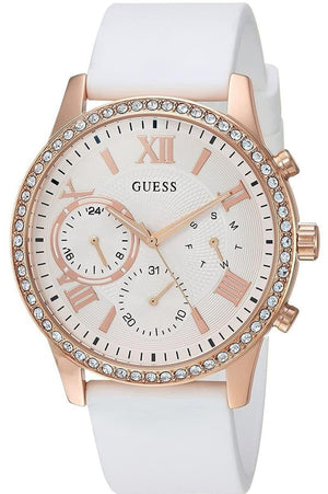  Shop Authentic Guess Solar White Dial White Rubber Strap Watch For Women - W1135L1 - Luxxuri