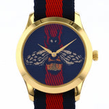  Shop Authentic Gucci G Timeless Bee Red & Blue Dial Red Two Tone Nylon Strap Watch For Men - YA1264061 - Luxxuri