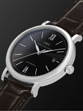 Shop Authentic IWC Portofino Automatic Black Dial Black Leather Strap Watch for Men - IW356502 - Luxxuri