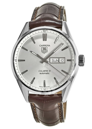  Shop Authentic Tag Heuer Carrera Calibre 5 Automatic White Dial Brown Leather Strap Watch for Men - WAR201B.FC6291 - Luxxuri
