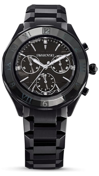  Shop Authentic Swarovski Dextera Chronograph Black Dial Black Steel Strap Watch for Women - 5641393 - Luxxuri