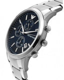  Shop Authentic Emporio Armani Renato Chronograph Blue Dial Silver Steel Strap Watch For Men - AR11164 - Luxxuri