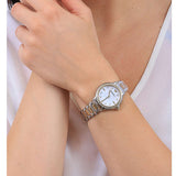  Shop Authentic Emporio Armani Mia Quartz Mother of Pearl Dial Two Tone Steel Strap Watch For Women - AR11524 - Luxxuri