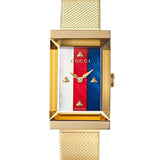  Shop Authentic Gucci G-Frame Mother of Pearl Dial Yellow Gold Mesh Bracelet Watch For Women - YA147410 - Luxxuri