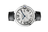  Shop Authentic Cartier Ballon Bleu de Cartier Silver Dial Black Leather Strap Watch for Men - WSBB0026 - Luxxuri