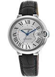 Shop Authentic Cartier Ballon Bleu De Cartier Silver Dial Black Leather Strap Watch for Women - WSBB0028 - Luxxuri