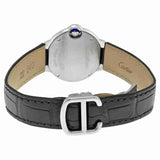  Shop Authentic Cartier Ballon Bleu de Cartier Diamonds Silver Dial Black Leather Strap Watch for Women - W4BB0008 - Luxxuri