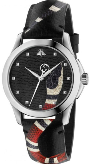  Shop Authentic Gucci Le Marche Des Merveilles Black Dial Black Leather Strap Unisex Watch - YA1264007 - Luxxuri