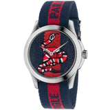  Shop Authentic Gucci Le Marche Des Merveilles Blue Red Dial Blue Red Nylon Strap Unisex Watch - YA126493 - Luxxuri