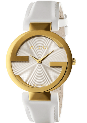  Shop Authentic Gucci G Interlocking White Dial White Leather Strap Watch For Women - YA133327 - Luxxuri