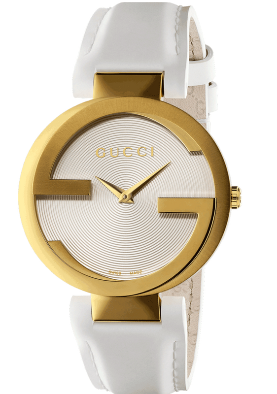  Shop Authentic Gucci G Interlocking White Dial White Leather Strap Watch For Women - YA133327 - Luxxuri