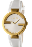  Shop Authentic Gucci G Interlocking White Dial White Leather Strap Watch For Women - YA133327 - Luxxuri