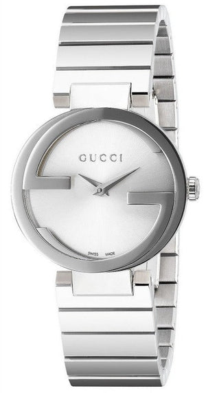  Shop Authentic Gucci G Interlocking Silver Dial Silver Steel Strap Watch For Women - YA133503 - Luxxuri