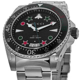  Shop Authentic Gucci Dive Quartz Black Dial Silver Steel Strap Watch For Men - YA136221 - Luxxuri