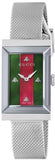  Shop Authentic Gucci G Frame Red and Green Dial Silver Mesh Bracelet Watch For Women - YA147401 - Luxxuri