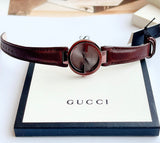  Shop Authentic Gucci Interlocking Iconic Brown Dial Brown Leather Strap Watch For Women - YA133207 - Luxxuri