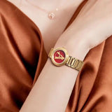  Shop Authentic Versace Virtus Mini Quartz Red Dial Gold Steel Strap Watch For Women - VET300321 - Luxxuri