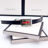  Shop Authentic Gucci G-Frame Mother of Pearl Green & Red Dial Black Leather Strap Watch For Women - YA147403 - Luxxuri