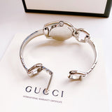  Shop Authentic Gucci Horsebit Collection Mother of Pearl Black Dial Silver Steel Strap Watch For Women - YA139503 - Luxxuri