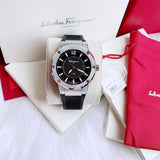  Shop Authentic Salvatore Ferragamo F-80 Black Dial Black Rubber Strap Watch For Men - SFHY00120 - Luxxuri