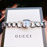  Shop Authentic Gucci G Gucci Diamonds Mother of Pearl Dial Silver Steel Strap Watch For Women - YA125502 - Luxxuri