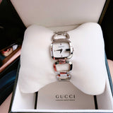  Shop Authentic Gucci G Gucci Diamonds Mother of Pearl Dial Silver Steel Strap Watch For Women - YA125502 - Luxxuri