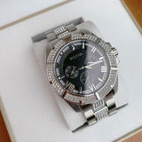  Shop Authentic Bulova Crystal Collection Chronograph Black Dial Two Tone Steel Strap Watch for Men - 96C126 - Luxxuri