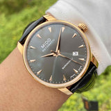  Shop Authentic Mido Baroncelli III Automatic Grey Dial Black Leather Strap Watch For Men - M8600.3.13.4 - Luxxuri