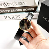  Shop Authentic Movado Ultra Slim Black Dial Black Leather Strap Watch For Men - 0607087 - Luxxuri