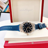  Shop Authentic Salvatore Ferragamo F-80 Blue Dial Blue Rubber Strap Watch For Men - SFHY01122 - Luxxuri