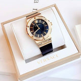  Shop Authentic Versace Greca Black Dial Black Leather Strap Watch for Women - VEVH00320 - Luxxuri
