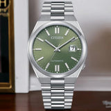 Shop Authentic Citizen x Pantone Automatic Peaceful Green Dial Silver Steel Strap Watch For Men - NJ0158-89Z - Luxxuri
