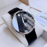  Shop Authentic Movado Ultra Slim Black Dial Black Leather Strap Watch For Men - 0607086 - Luxxuri