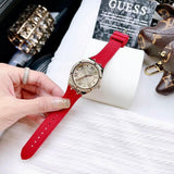  Shop Authentic Guess Cosmo Diamonds Gold Dial Red Rubber Strap Watch for Women - GW0034L6 - Luxxuri