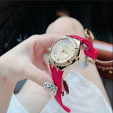  Shop Authentic Guess Cosmo Diamonds Gold Dial Red Rubber Strap Watch for Women - GW0034L6 - Luxxuri
