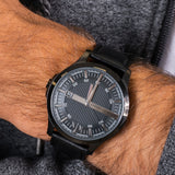  Shop Authentic Armani Exchange Hampton Quartz Blue Dial Black Leather Strap Watch for Men - AX2411 - Luxxuri