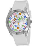  Shop Authentic Guess Wanderlust Crystals Silver Dial White Rubber Strap Watch for Women - W1059L1 - Luxxuri