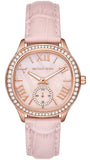  Shop Authentic Michael Kors Sage Three-Hand Mother of Pearl Pink Dial Pink Leather Strap Watch for Women - MK4820 - Luxxuri