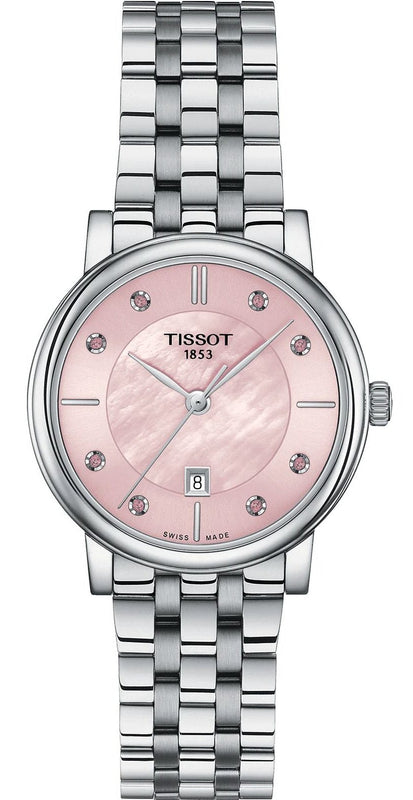  Shop Authentic Tissot Carson Premium Lady Mother of Pearl Pink Dial Silver Steel Strap Watch For Women - T122.210.11.159.00 - Luxxuri