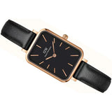  Shop Authentic Daniel Wellington Quadro Sheffield Black Dial Black Leather Strap Watch For Women - DW00100435 - Luxxuri