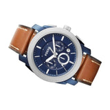  Shop Authentic Fossil Machine Chronograph Blue Dial Brown Leather Strap Watch for Men - FS5232 - Luxxuri
