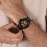  Shop Authentic Fossil Townsman Automatic Skeleton Black Dial Black Steel Strap Watch for Men - ME3197 - Luxxuri
